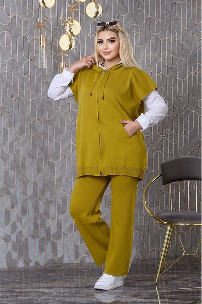 Canan Triko Women's Short Sleeve Zippered Knitwear Set