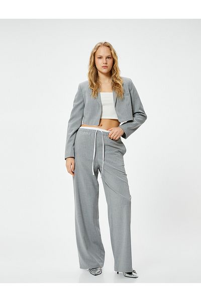 Koton Wide Leg Trousers with Tie Waist and Pocket Detail