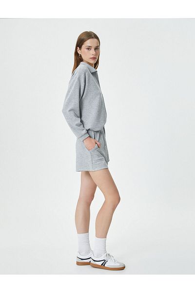 Koton Sweat Shorts with Lace-up Waist, Viscose Detailed Pocket