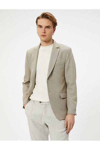 Koton Slim Fit Blazer Jacket - Buttoned and Pocket Detail