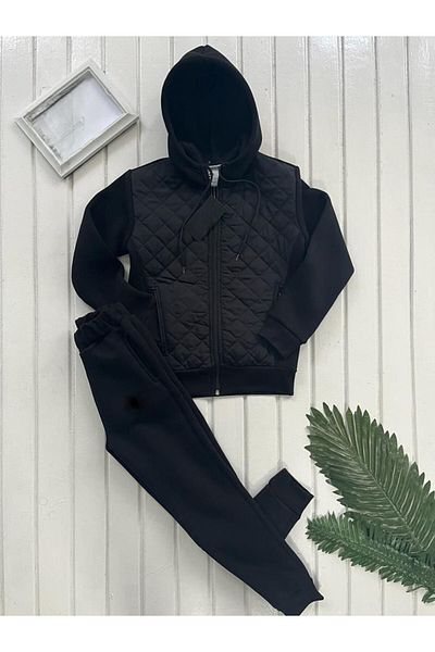 esmacamoda Set de trening negru model matlasat pentru bărbați