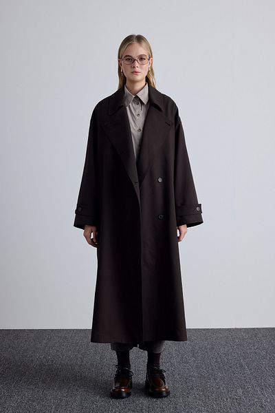 Manuka NICOLA Bitterbrauner zweireihiger Trenchcoat