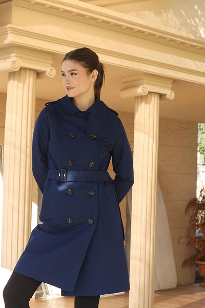 Rays 3033A Laci Trench Coat - Waist Lacing Detail