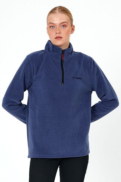 MAXIMILLIAN Indigo Color Half Zip Women's Fleece - Indigo