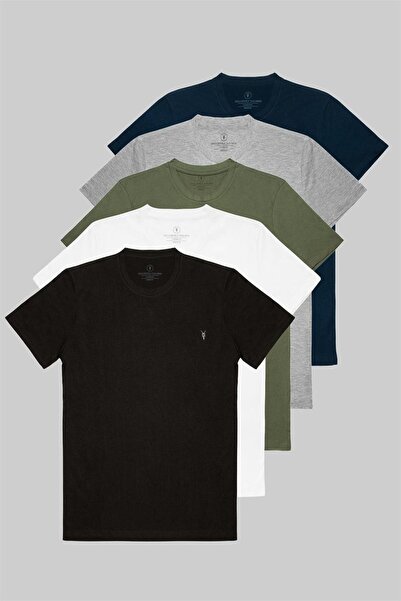 MAXIMILLIAN Bărbați Negru Alb Kaki Gri Bleumarin 100% bumbac Pachet de 5 tric...