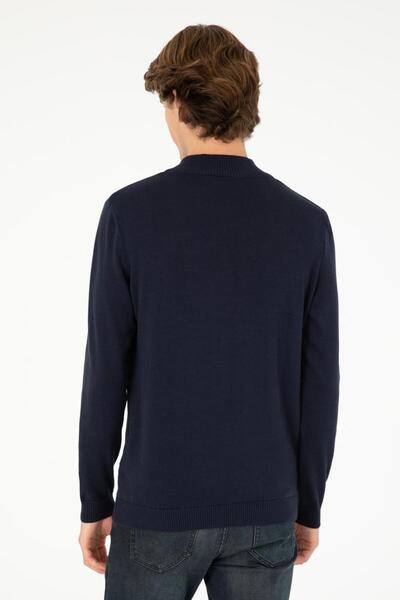 U.S. Polo Assn. Slim Fit Yarım Fermuarlı %100 Pamuk Erkek Basic Kazak