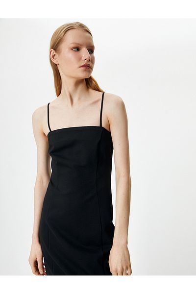 Koton Φόρεμα Midi Viscose με λεπτό λουράκι - Λεπτομέρεια με σκίσιμο