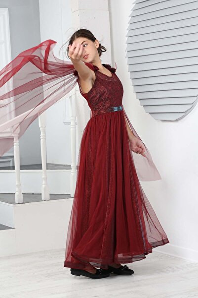 Pantulux Kız Çocuk Uzun Tül Detaylı Elbise