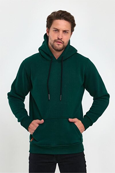 MAXIMILLIAN Φούτερ με κουκούλα τσέπης καγκουρό σκούρο πράσινο 1205 - Σκούρο πράσινο