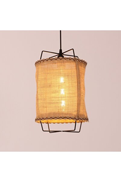 Mylamp Cappadocia Doğal Jut Siyah Barlı Avize 25x35 cm