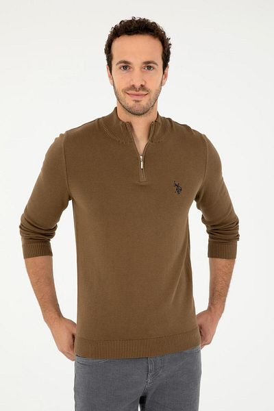 U.S. Polo Assn. Slim Fit Half Zipper 100% Cotton Men's Basic Sweater