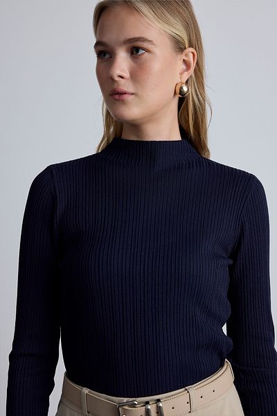 Manuka Sada vysokého límce Bluz Navy Blue