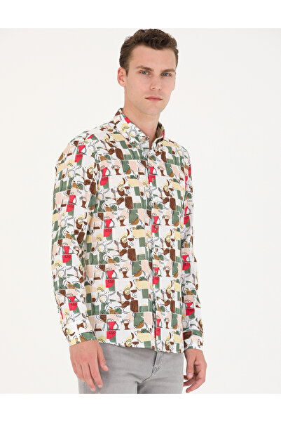 Pierre Cardin Haki Regular Fit Uzun Kollu Gömlek 50265034-VR027