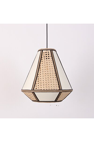 Mylamp Özden Doğal Hazeran & Kumaş Avize - Geometrik Hazeranlı Sarkıt 35x37 cm