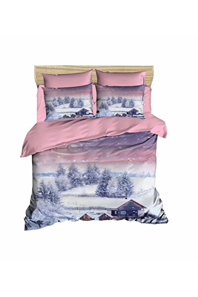 Fabeteks Snow Scenery of the Winter Day 3D Double Duvet Cover Pillow Set