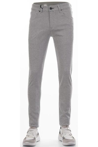 Mondo Gri Zigzag Desenli Pantolon