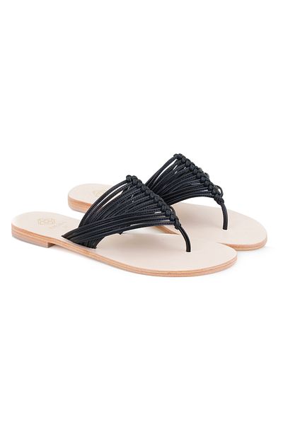 Desa Women's Black Flip-Flop Leather Slippers