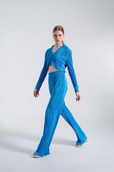 HOLLY LOLLY Elastische Taille, flexible, bequeme Hose, Blau