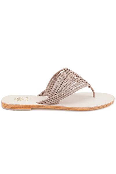 Desa Women's Beige Flip Flops Leather Slippers