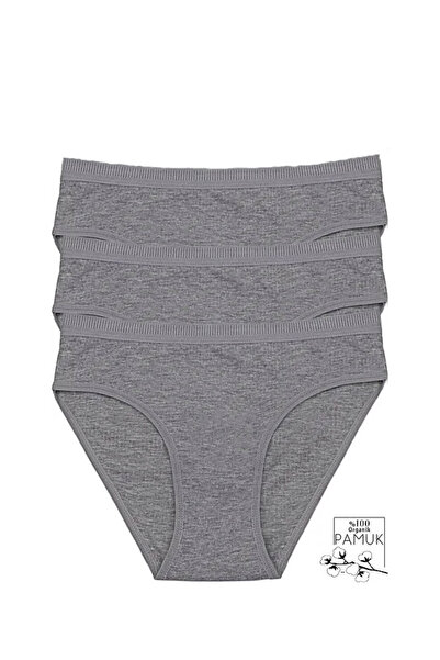 armonika Γυναικεία εσώρουχα μπικίνι γκρι βαμβακερά Lycra 3 Συσκευασία