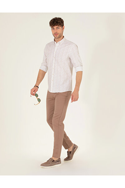 Pierre Cardin Vizon Slim Fit Keten Karışımlı Kanvas Pantolon 50268095-VR052