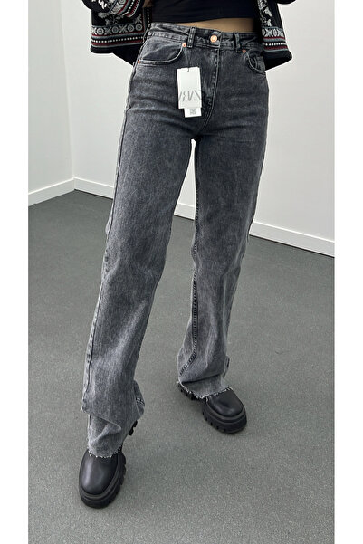 Narferita Blugi Roma Gri Washed Wide Leg