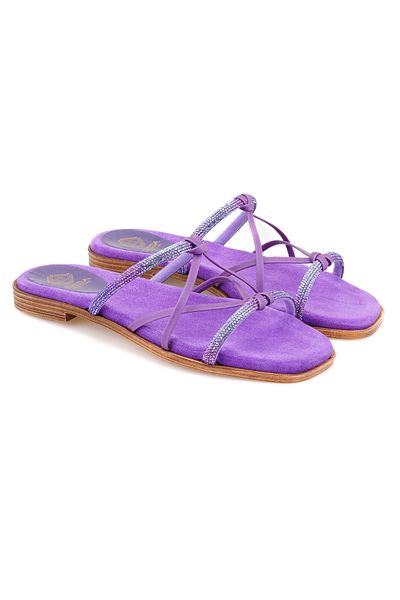 Desa Papuci de damă violet cu piatră strălucitoare