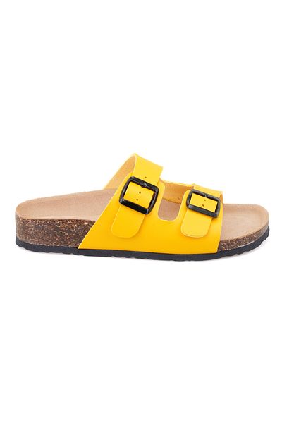 Desa Women's Yellow Adjustable Buckle Slippers