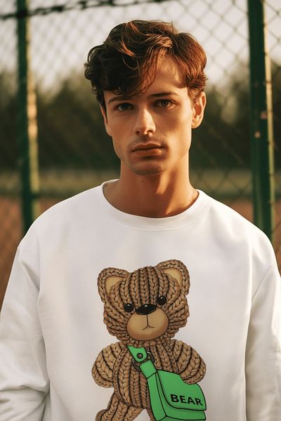 Borceelle Knitted Look Bear Sweatshirt