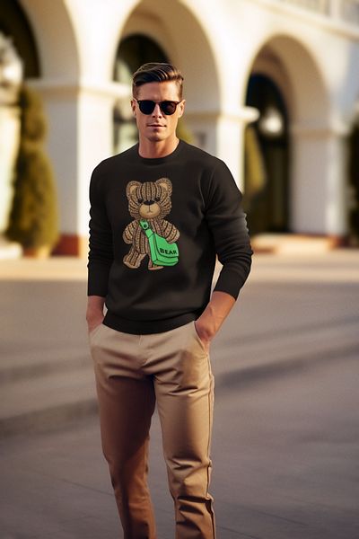 Borceelle Knitted Look Bear Sweatshirt