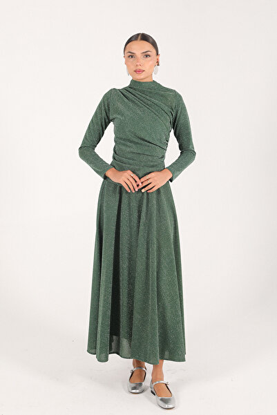 Melike Tatar Green Glitter Skirt Suit 6-3085