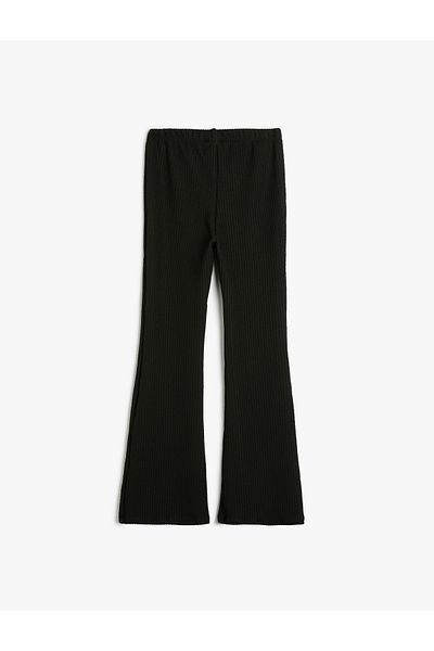 Koton Spanish Leg Leggings Trousers Elastic Waist Textured