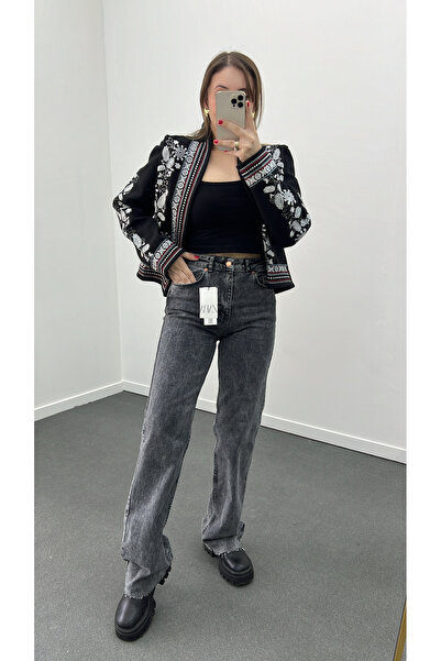 Narferita Blugi Roma Gri Washed Wide Leg