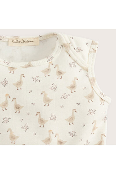 Chakra Goose Yanidoğan Kolsuz Body 2 li Body Set Ekru-Sarı