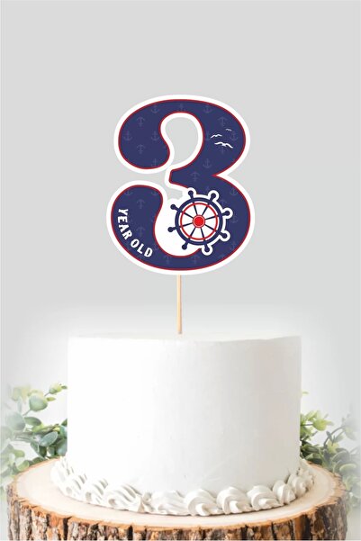 neşeli günlerim Διακοσμητικό τούρτας με θέμα το Sailor Age 3 (τρία) *παχύ χαρτί