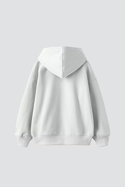 Sekizbiraltı Unisex White Oversize Hoodie - Illusion Woman Printed