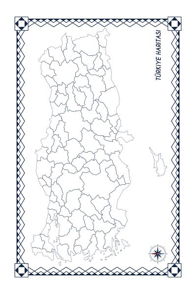 Pi Papers Mute Turkey Map, City Division Map, Summer Erase, Static Holding Non-Adhesive Smart Paper