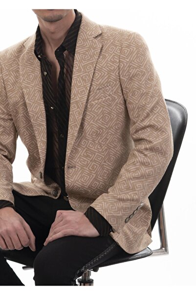 Mondo Su Desenli Bej Ceket