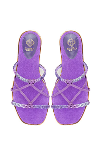 Desa Papuci de damă violet cu piatră strălucitoare
