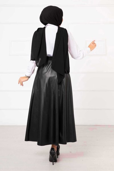 Generic Brand Fusta din piele Mevlana neagră