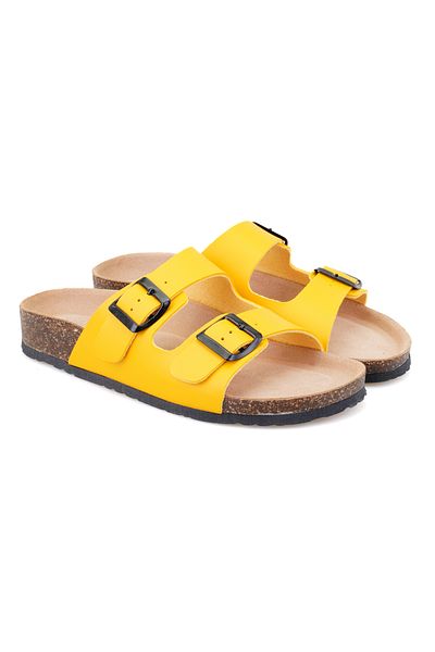 Desa Women's Yellow Adjustable Buckle Slippers