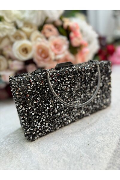 Blacktavern Fashion 1453 - Βραδινή τσάντα με πέτρινη λεπτομέρεια