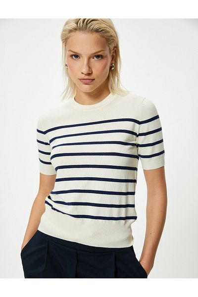 Koton Short Sleeve Knitwear Sweater Crew Neck Viscous Blended