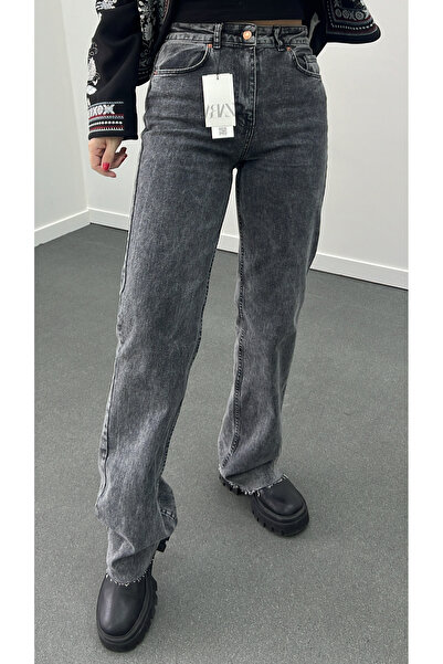 Narferita Blugi Roma Gri Washed Wide Leg