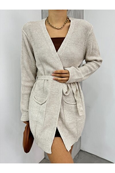 Modamorfo Šněrovací pletený kardigan z masivní mosazi - kámen