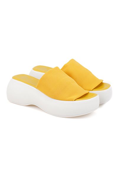 Desa Women's Yellow Platform Sole Slippers