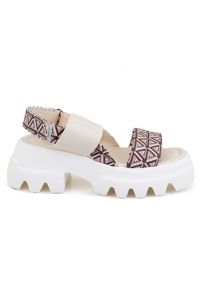 Desa Sandale cu toc cu pană cu model monogramă bej pentru femei
