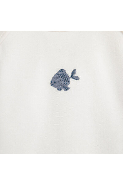 Chakra Under The Sea Yenidoğan Kolsuz Çizgili Body Ekru