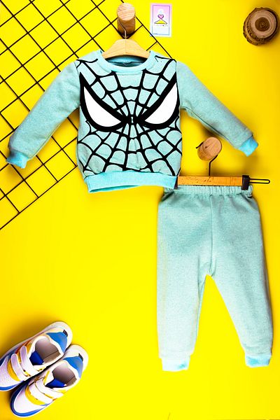 Yalçınoğlu Warm Raised Set for Baby and Child (1-4 Years) - Spiderman Patterned