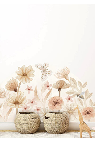 WALLHUMAN Bohem Oval Çiçekler Çocuk Odası Duvar Stickerı